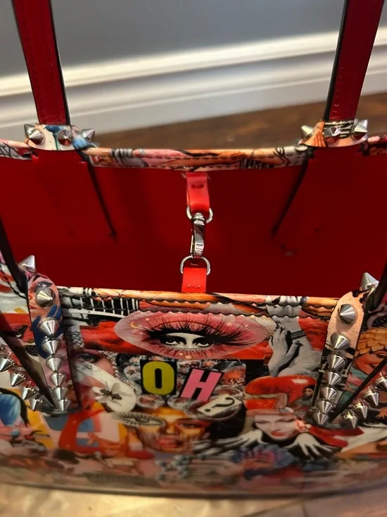 Christian Louboutin Multicolor Collage Patent Weekender with Red Panel - Picture 2 of 4